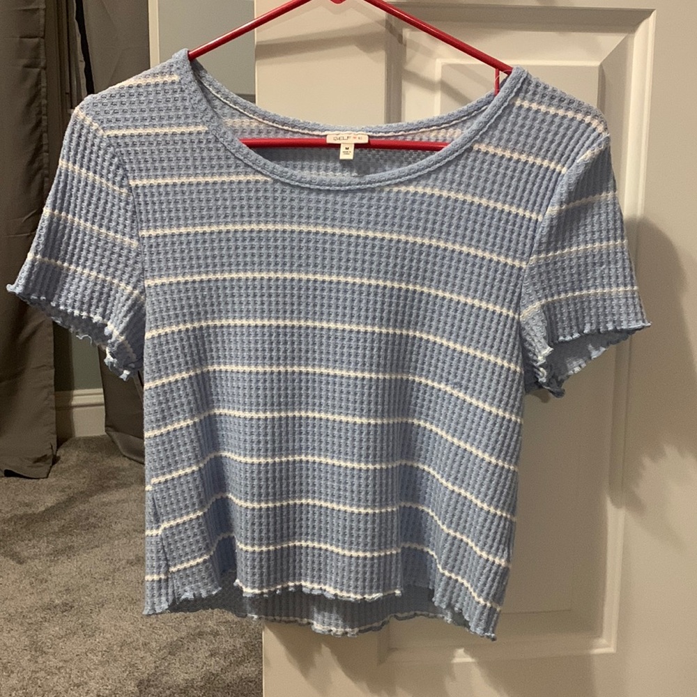 Selfie Blue and White Striped Tee